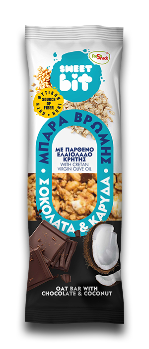 Oat bar with chocolate and coconut